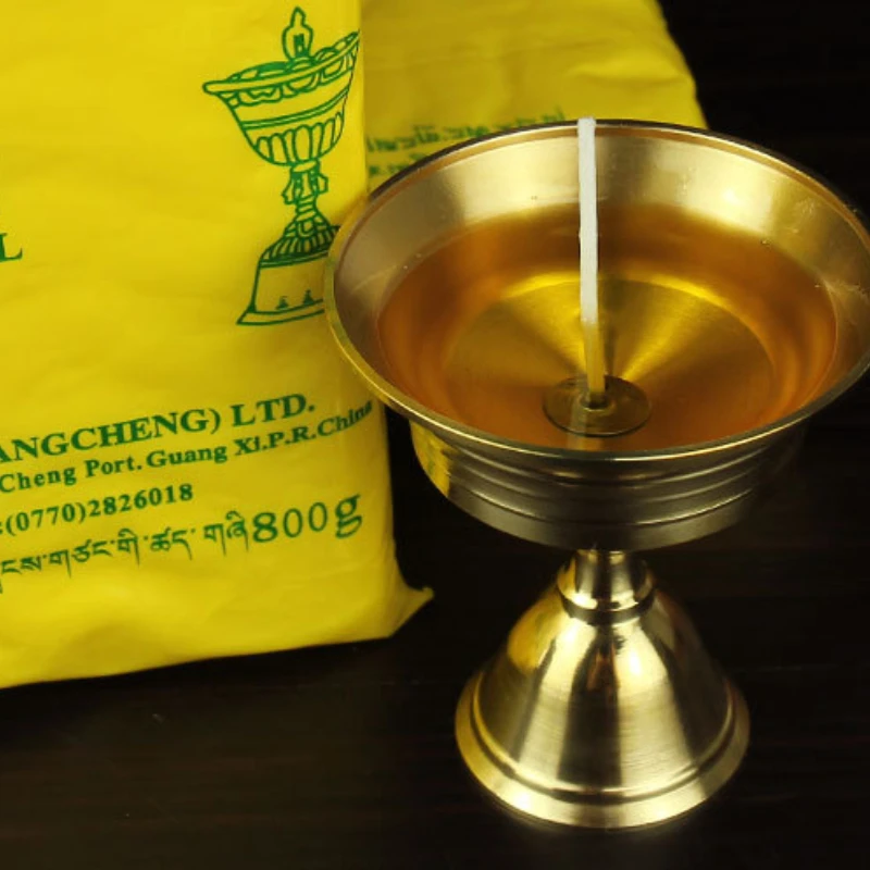 800g Solidity Religious Antiques Pure Hand-made Ghee/Buddha Lamp Oil/Tibetan Temple Lamp Buddhist Supplies Home Decor