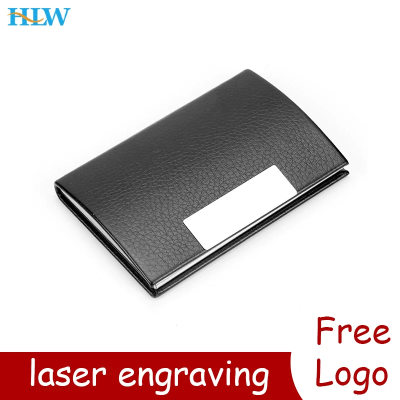 Laser Engraved LOGO Luxury Aluminum PU Men's Credit Card Business Card Holder Pocket Business RFID Wallet Travel Card Holder