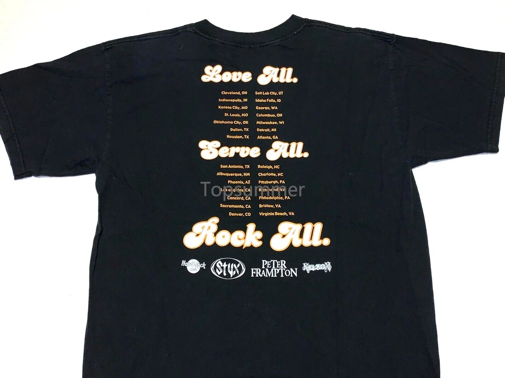 

Rare! Vintage 2004 Peter Frampton Styx Nelson Hard Rock Concert Tour T-Shirt Med