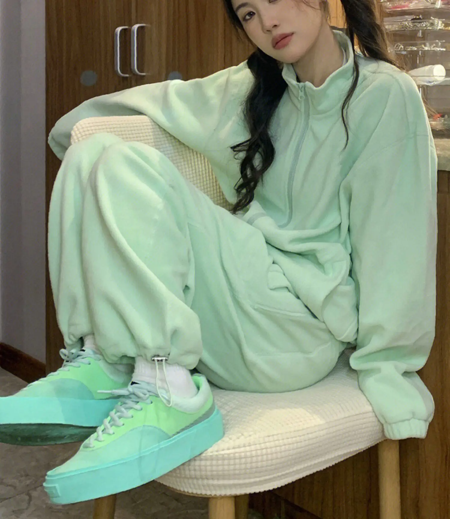 Mint green online jogger set