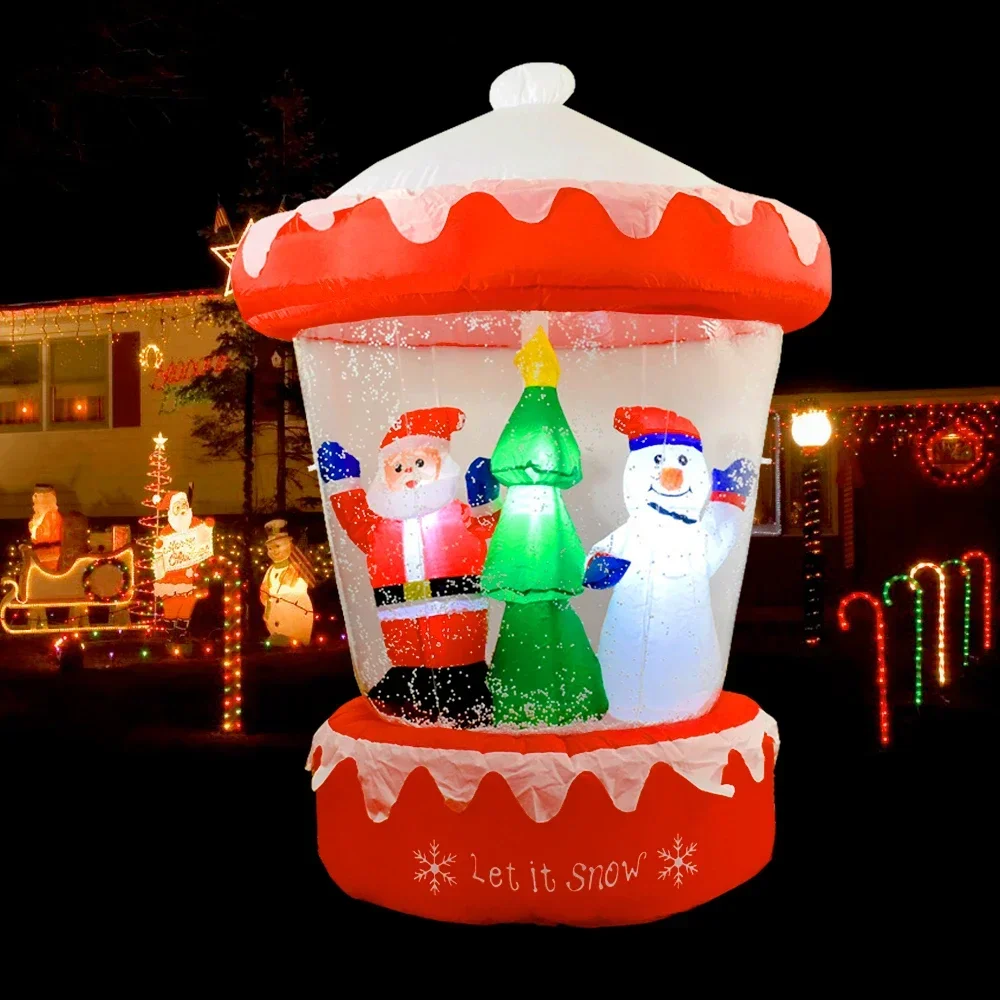 

Christmas Decoration Inflatable Snow Globe with Santa Snowman Xmas Tree LED Lighted Blow Up Outdoor Garden Holiday Party Decor