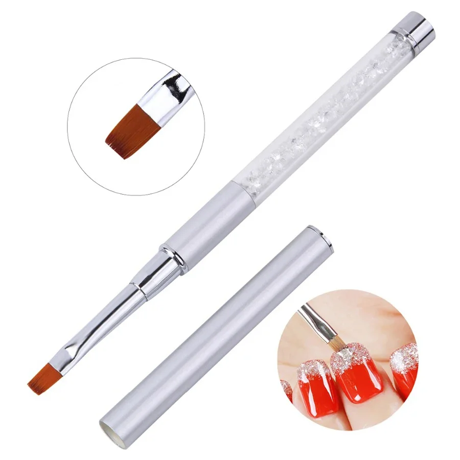 Nail Art Tools Nail Art Brush Pen Rhinestone Diamond Metal Acrylic Handle Carving Powder Gel Liquid Salon Liner with Cap