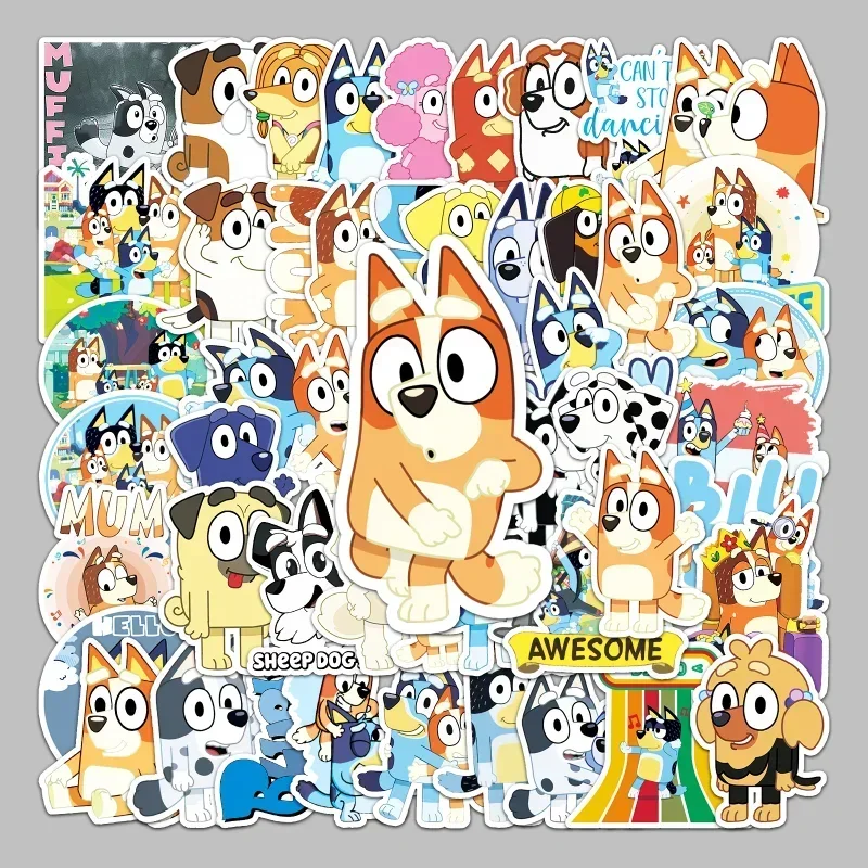 50/100 Pcs Bluey Bingo Family Cartoon Bingo Dog Stickers Per Bambini Per Adesivi Impermeabili In Pvc Giocattoli Di Animazione Per Regalo Per Bambini