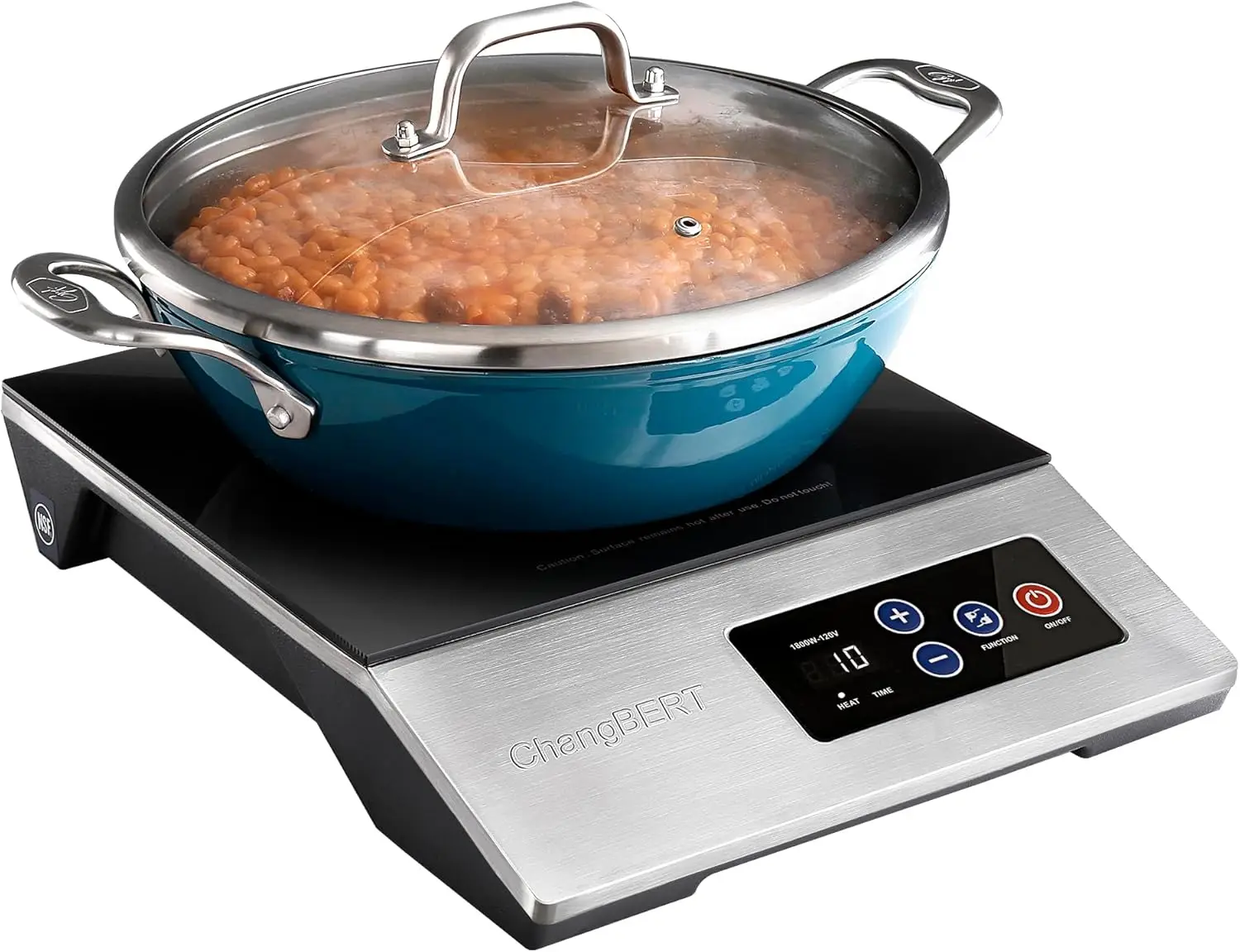 1800W Commercial Grade Induction Cooktop, NSF Certified Portable Large 8" Heating Coil, 12" Heat Resistant Cooking Surface