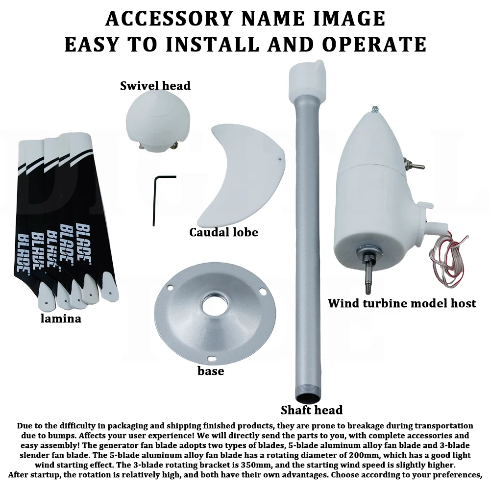 The New 5-blade Micro Wind Turbine Model Three-phase Permanent Magnet Brushless Outdoor Science and Education Windmill DIY