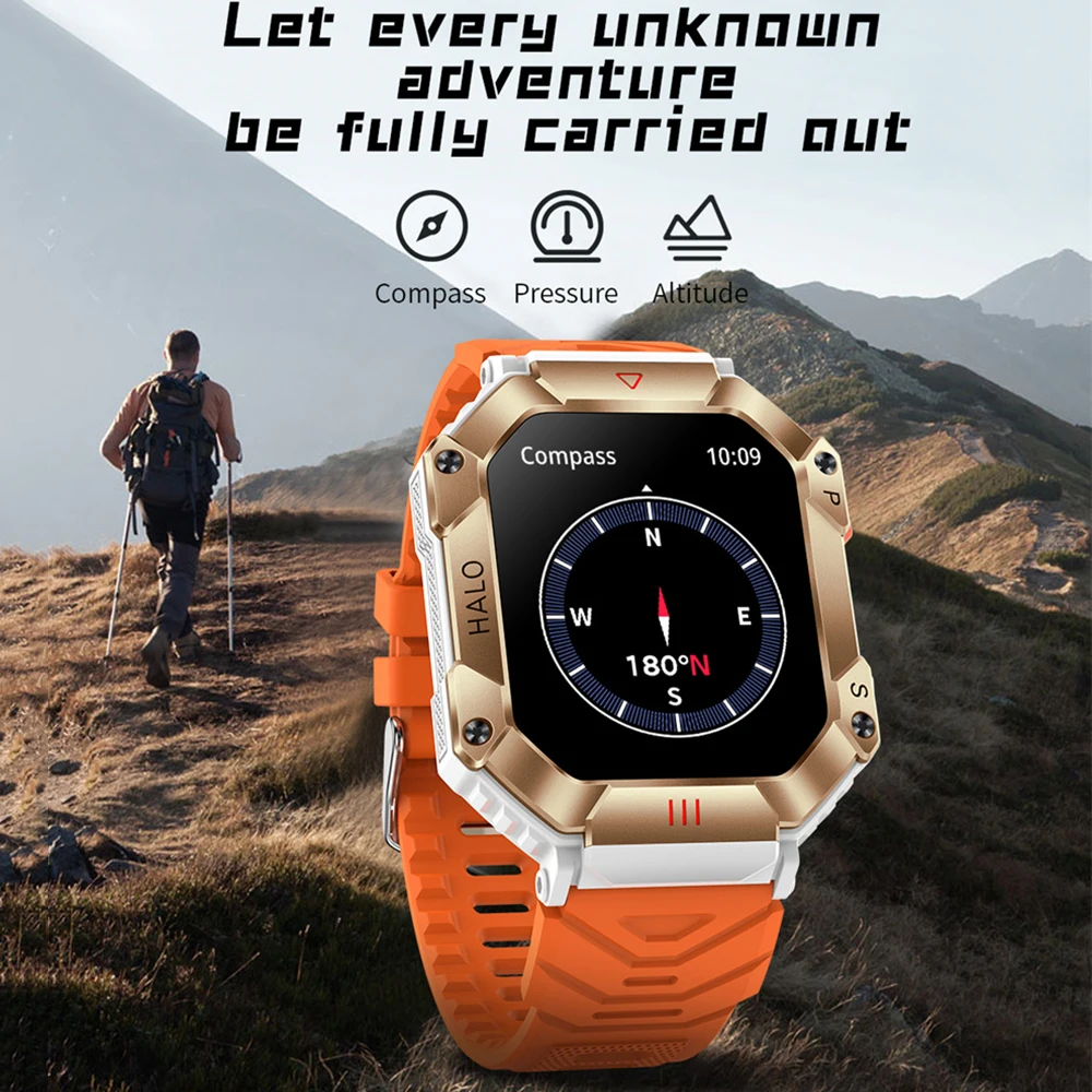 GPS Militär Outdoor Smart Watch 2,0 Zoll 650 mAh Große Batterie Uhr GPS Motion Track Kompass Bluetooth Anruf Smartwatch_voghion.com