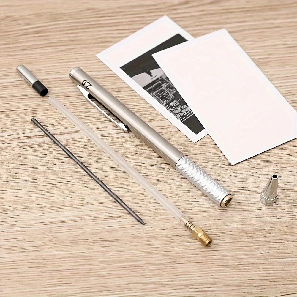 Metal Mechanical Pencil 0.3/0.5/0.7/0.9/1.3/2.0mm Drawing Automatic HB Pencil Leads Set School Office Writing Art Stationery 4