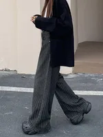2024 Ropa Y2K Fashion Vintage Striped Wide Leg Baggy Jeans Pants For Women Clothes Straight Washed Black Casual Lady Trousers 5
