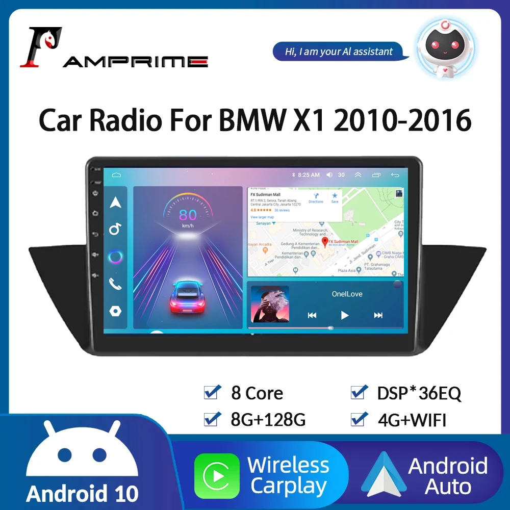 AMPrime Android Radio Carplay For BMW X1 E84 2010-2016 Android Car Multimedia Player GPSNavigation 2din 4G WIFI Autoradio Stereo 1