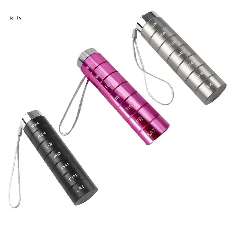 

448C портативный металлический чехол для таблеток, съемный водонепроницаемый органайзер, 7-дневный карманный ящик для таблеток,