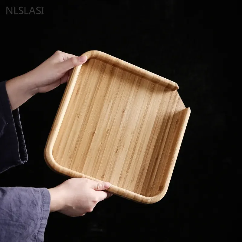 Tea Tray Wooden Serving Tray Tea Set Vintage Solid Wood Tea Tray Pu'er Tea Plate Tradition Set Accessories Ceremony Trays Decorative Home Teaware Supplies
