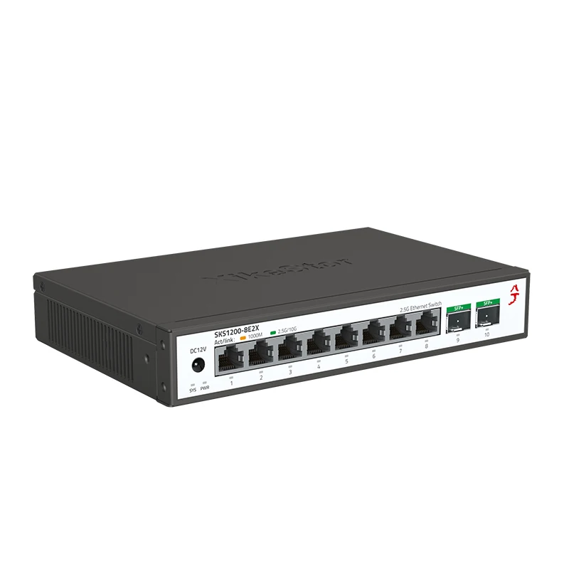 XikeStor 조명 관리 스위치, 1G/2.5G/5G/10G, 기가비트 10G 네트워크 관리, VLAN 통합 지원, 8개의 2.5G 전기 포트