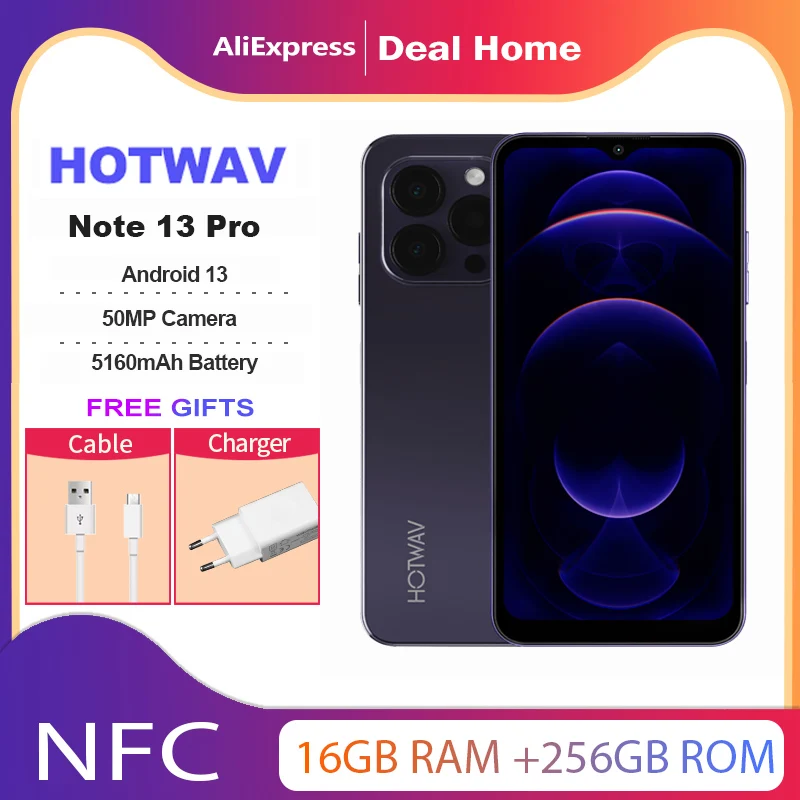 In Stock HOTWAV Note 13 Pro,16 Гб + 256 Гб, Android 13,5160