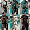 Newest Summer Men's Beach Shorts Set 3D Fierce beast Tiger Print Short Sleeve T-shirts+Shorts 2 Pcs Set Oversized Tracksuit Suit 1