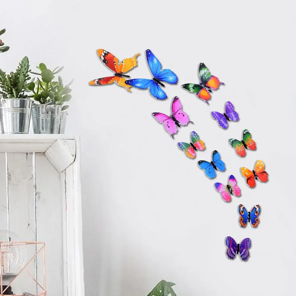 12pcs Luminous 3D Butterfly Wall Sticker for Kids Bedroom Home Living Room Fridge Decal Party Gathering Props Glow in Dark
