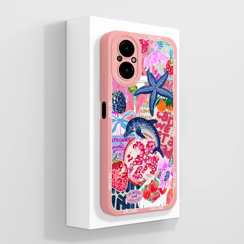 Beautiful Pink Flowers Soft Silicone Anti-Slip Phone Case with Screen Protector