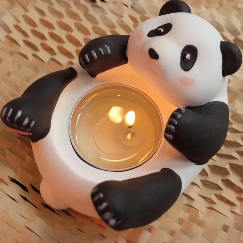 

Panda Shaped Tea Lights Candle Holder Universal Small Plaster Crafts Animal Candle Stand Multifunctional Decor For Home Kitchen