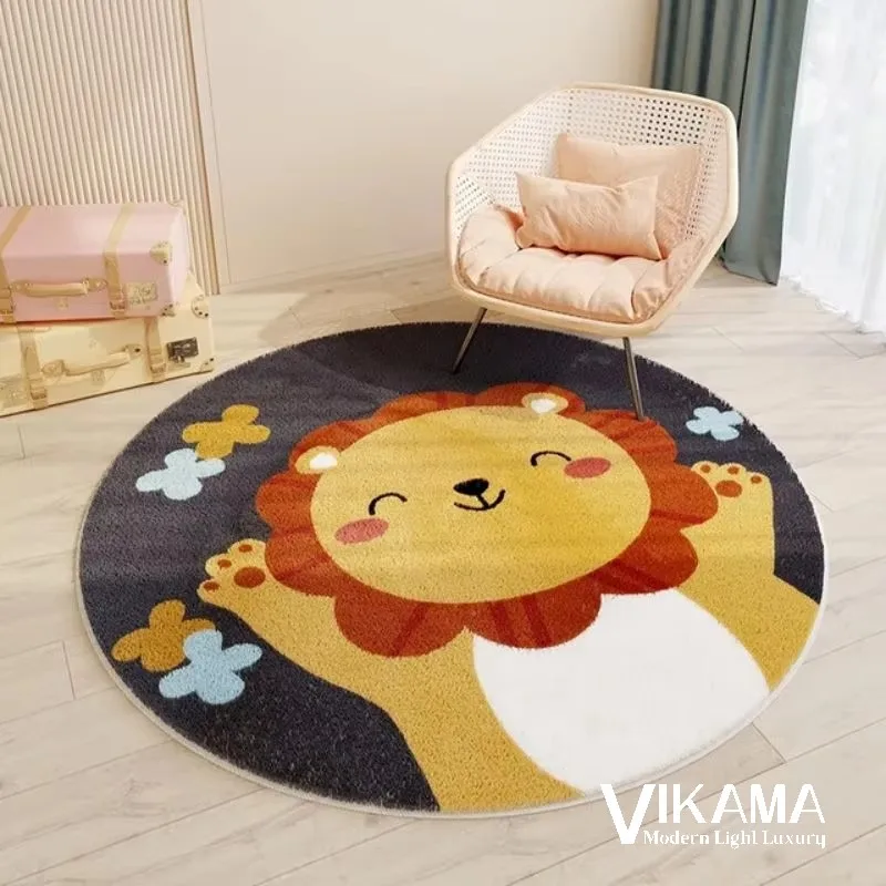 Carpet Lion Cartoon Anti Slip Bedroom Living Room Children's Round Floor Mat