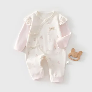 AYNIGIELL رومبير أطفال فائق النعومة للجنسين 0-6 أشهر - 100% قطن بدون عظم، بيجامة بأكمام طويلة للفصول الأربعة 4