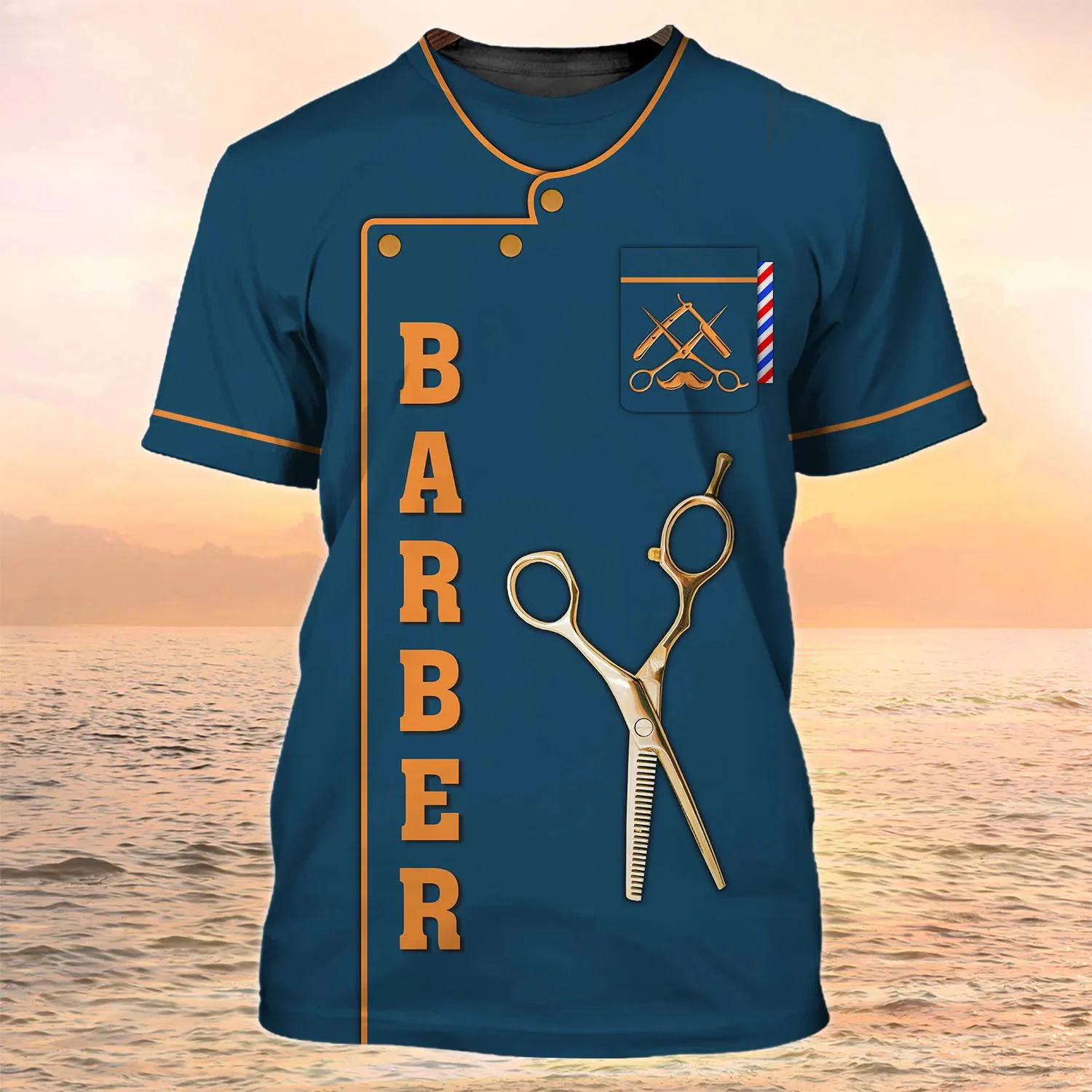 Summer Men Barber Shop T-Shirt 3D Barber Tools Printed Tops Tees Male Fashion Uniform Clothing Cosplay Camiseta Streetwear