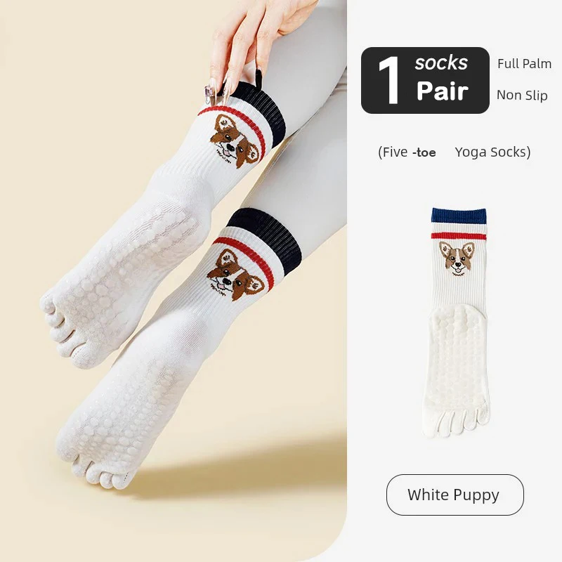 Women's Non-Slip Five-Toe Yoga Socks with Cute Animal Design