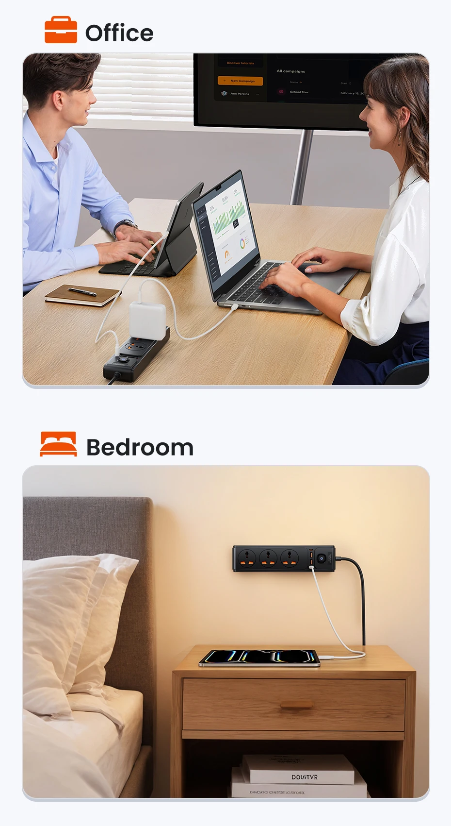 PD20W GaN Versatile Power Strip 2500W Max Universal 3AC Outlet S40e53a1e0d4946a6937b89f2cf68fbc8r