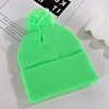 New Custom Logo Solid Color Pompom Knitted Hats Outdoor for Women Warm Beanie Hat Hip Hop Skullies Kniting Cap Winter Ski Caps 2