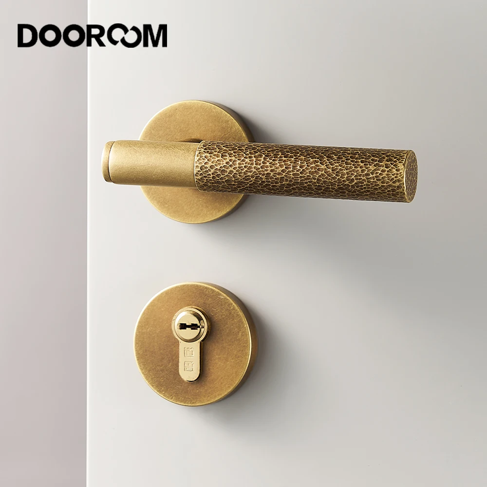 

Дверной замок DOOROOM, новый латунный молотковый полированный искусственный внутренний скрытый одинарный замок, интерьерный деревянный дверной рычаг для ванной комнаты