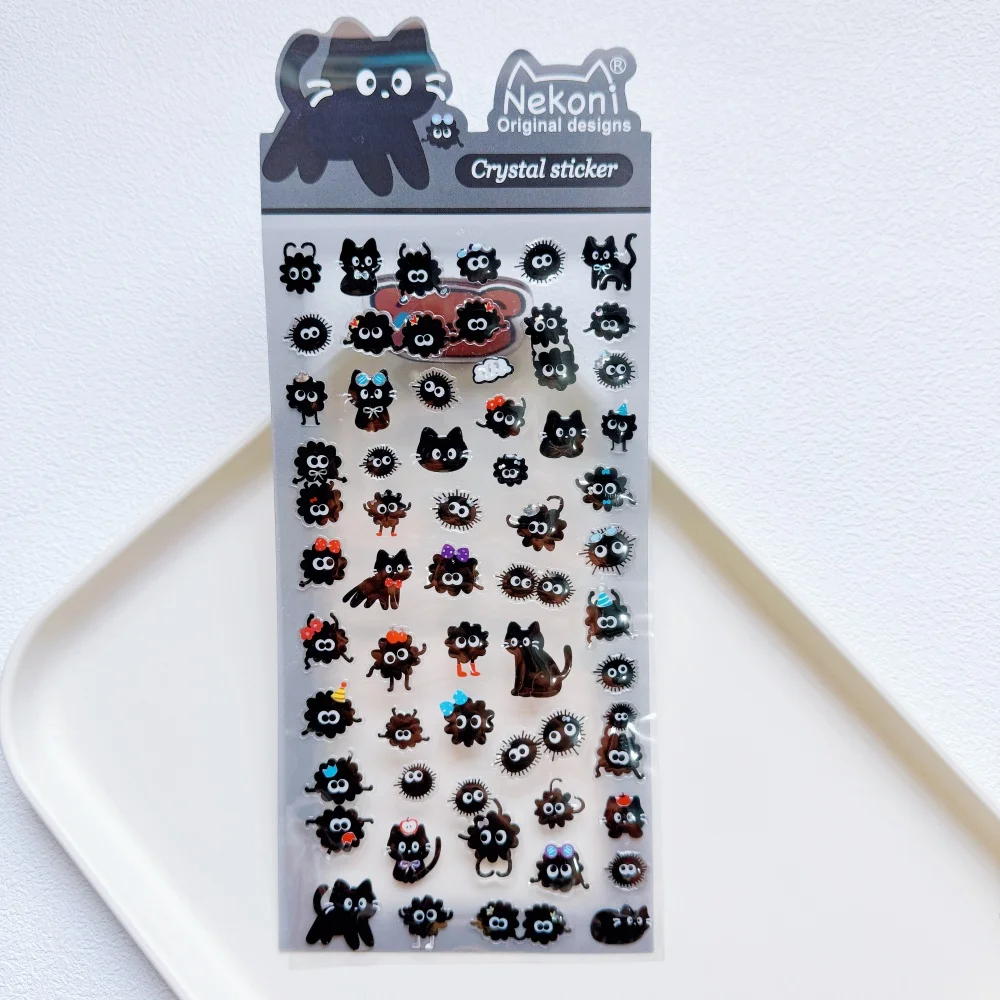 NEKONI Creative Animals Cartoon Crystal Stickers Scrapbooking DIY Journaling Stationery Diary Cute Stickers School Supplies