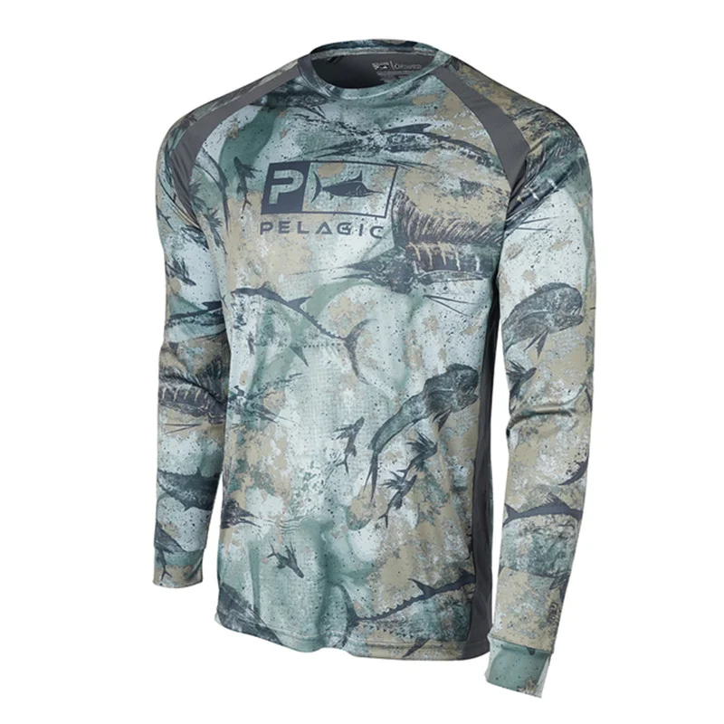 PELAGIC Fishing Apparel Men Summer Long Sleeve Upf 50 Tshirt Fish Wear