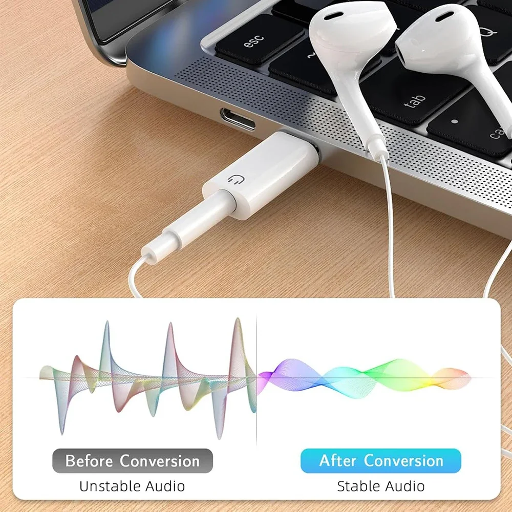 USB-C to 3.5mm Audio Headphone Adapter - High-Fidelity Sound Quality Adapter
