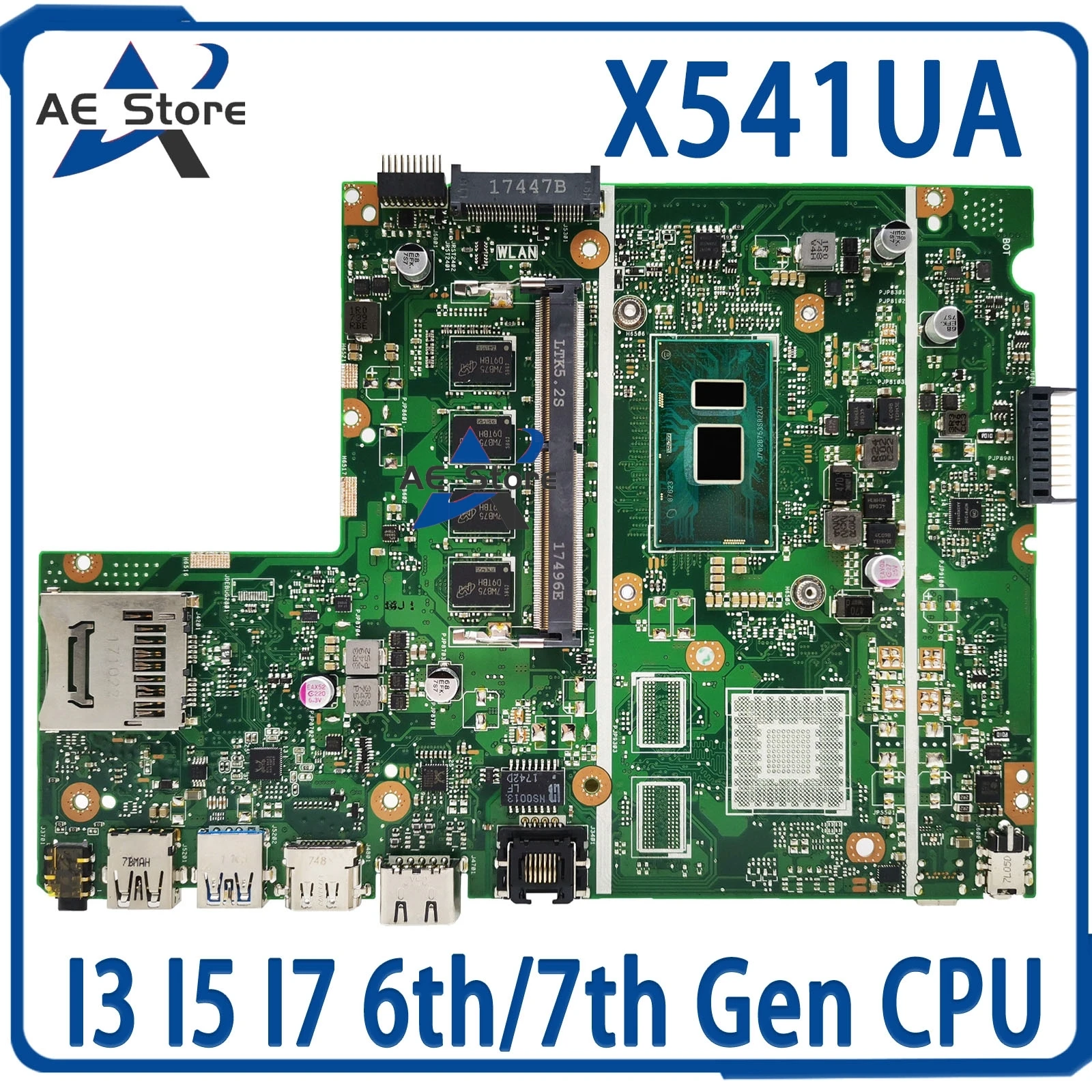 Материнская плата X541UA для ноутбука ASUS X541UJ X541UAK X541U F541U A541U X541UV X541UVK I3 I5 I7 CPU 4 ГБ/8GB-RAM UMA