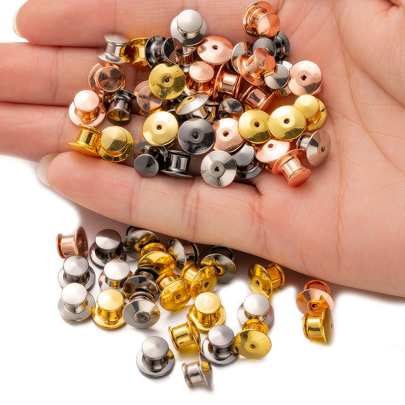 10pcs Metal Pin Backs Locking Keeper Clasp for DIY Brooch Enamel Lapel Pin Tie Hat Badge Insignia Jewelry Craft Making Supplies