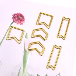 Gold Geometric Shaped Paper Clip Arrow Shape Creative Metal Paperclip For Bookmark Planner Notebook Stationery Clip Decorative