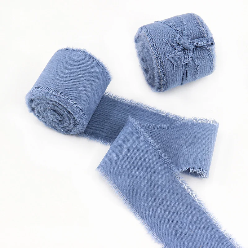 Emerald Green Frayed Edge Cotton Ribbon for Gift Packaging & Floral Bouquets – 3.8cm Wide