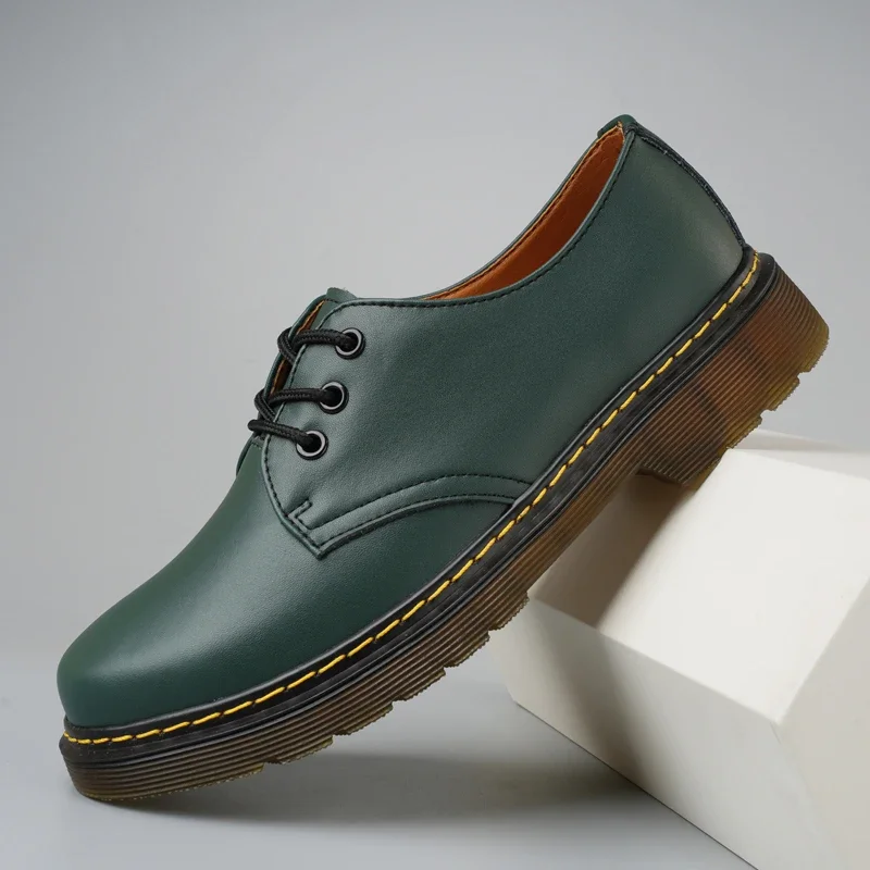 Couple boots new couple casual leather shoes fashion plus size low top cargo boots comfortable trendy outdoor booties