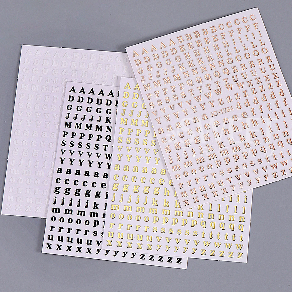 3pcs Small 26 Alphabet Letter Number Sticker Roman Letter Nail Stickers Uppercase Lower Case English Letter Design Stickers DIY