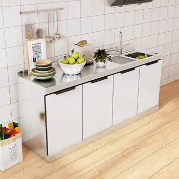 สแตนเลส ห้องครัวเรียบง่าย ห้องครัวในครัวเรือน ห้องเช่า อ่างล้างจาน ตู้เก็บของ ตู้ข้าง 1