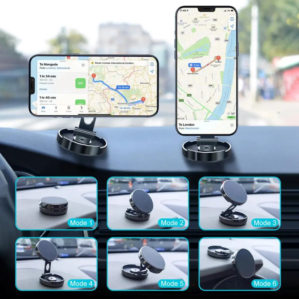 

Car Phone Holder Magnetic 360 Degree Rotation Round Foldable Height Adjustable Auto Mobile Phone Mount Support Stand Phone Acces