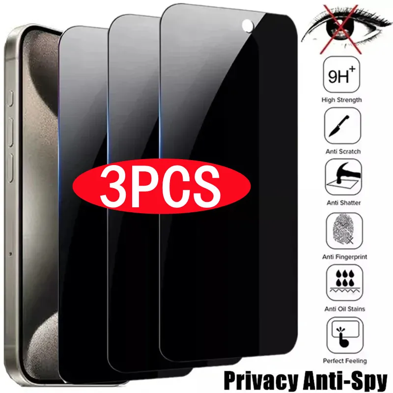 

3Pcs Anti Spy Tempered Glass for IPhone 11 12 13 14 15 Pro Max Mini Privacy Screen Protector IPhone XS Max X XR 8 14 15 Plus SE