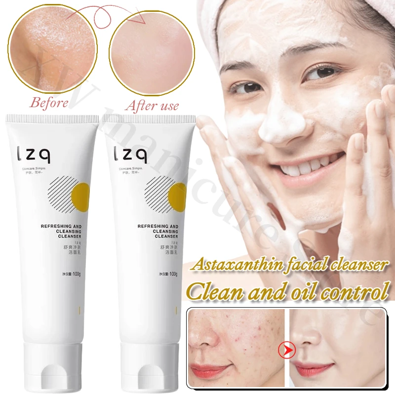 Lzq Astaxanthin Facial Cleanser Amino Acid Deep Cleansing Oil Control Purifying Facial Cleanser for Men and Women  Face Wash