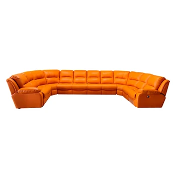 Divano reclinabile componibile di lusso di grandi dimensioni con chaise lounge – Sedute per teatro elettrico domestico, vera pelle – per sala cinema