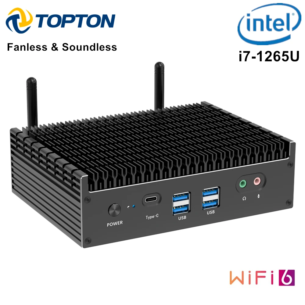 팬리스 산업용 컴퓨터 데스크탑 미니 PC, 인텔 코어 i7 1355U, i5 1335U, 메탈 케이스, 2x 기가비트 이더넷, 4xUSB3.2x HDMI, 2x USB 2.0