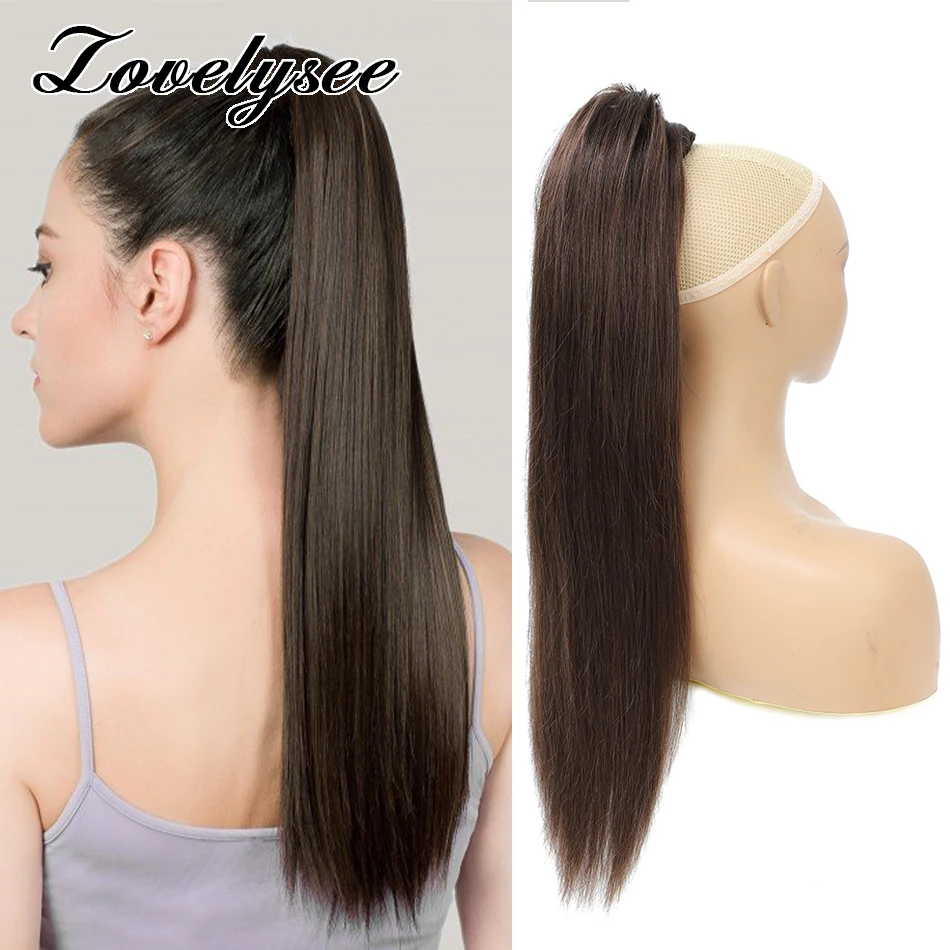 Straight-Drawstring-Ponytail-Remy-Human-Hair-Brazilian-Ponytail-18-28 ...