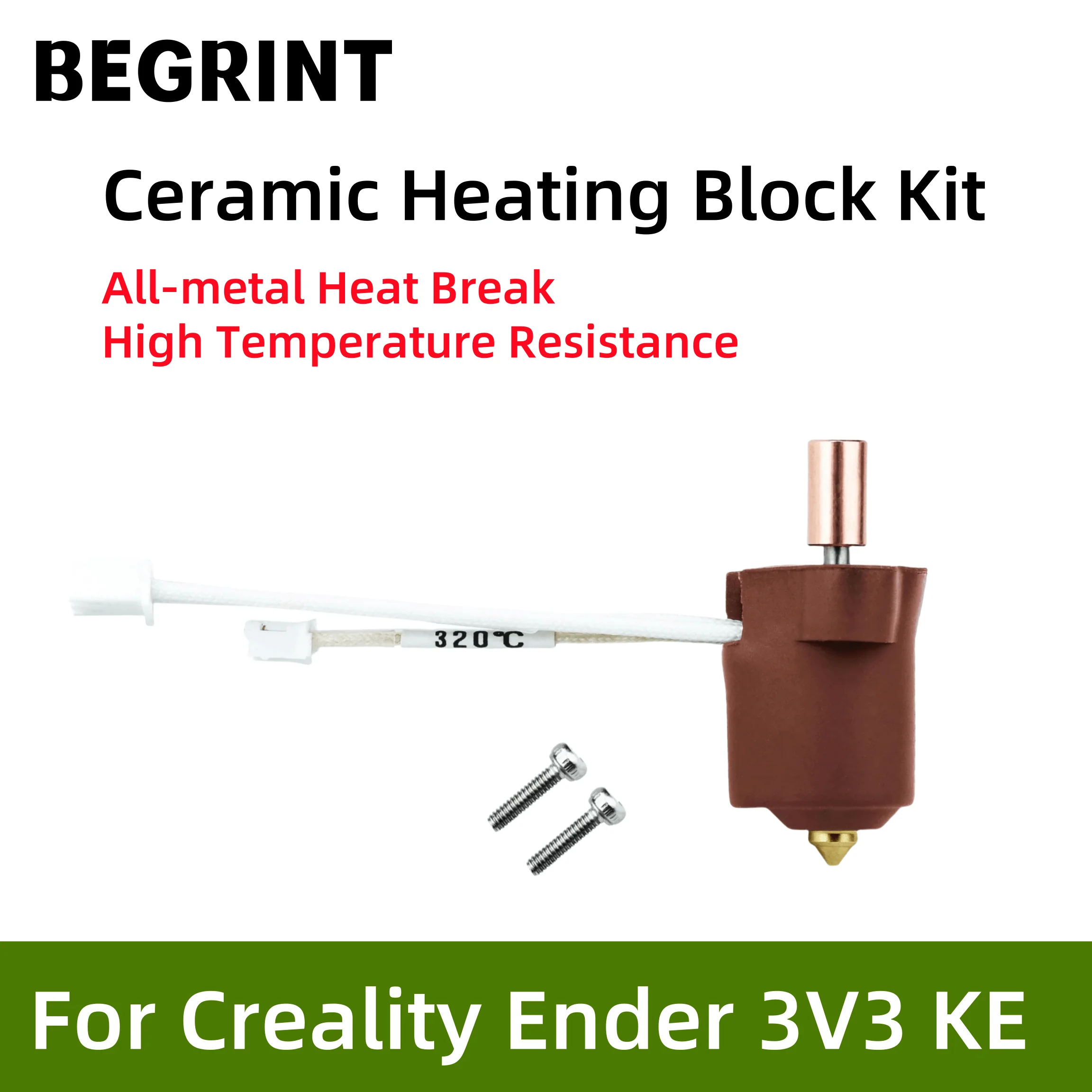 High-Temperature Ceramic Hotend Kit with Nozzle and Extruder