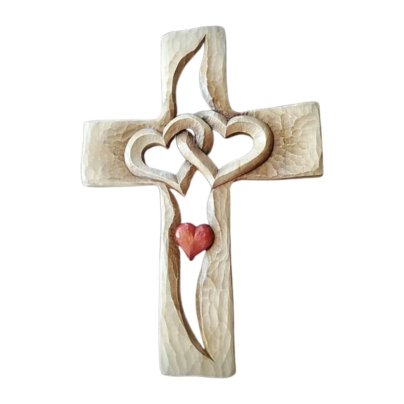 Tavolo Con Cuori Intrecciati Croce Intagliata In Legno Croce Religiosa Cristiana In Piedi Crocifisso Chiesa Scaffale Per Casa