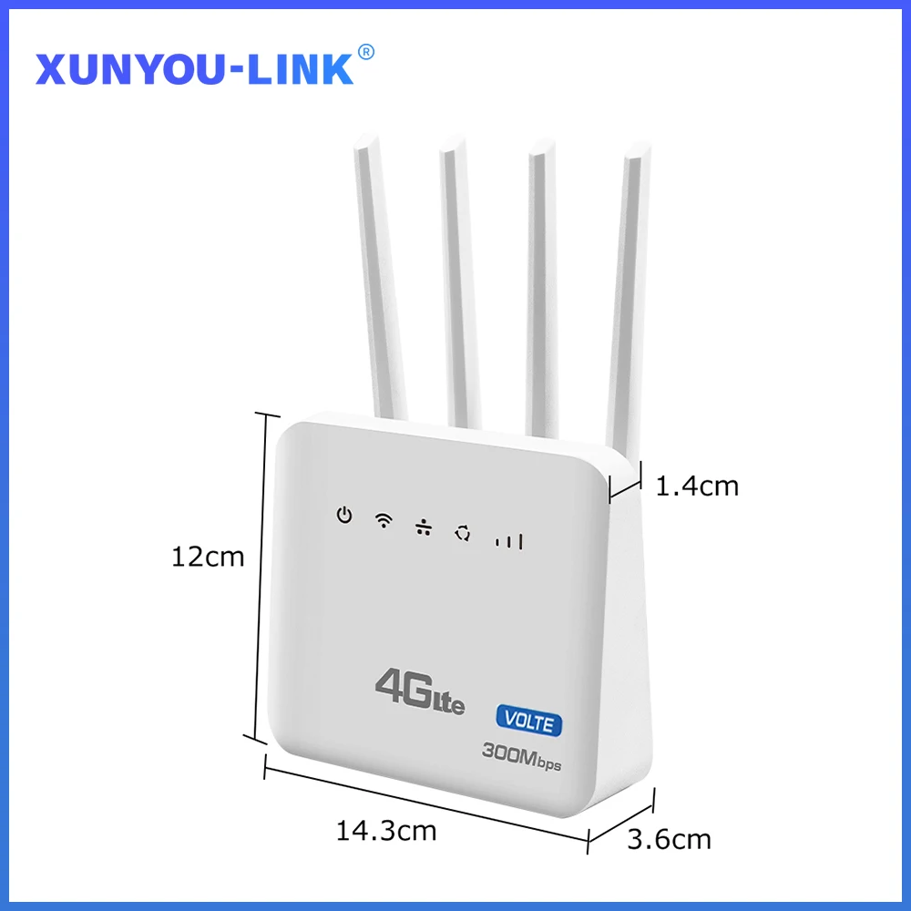 WiFi Router 4G LTE WiFi Router WiFi 6 Modem 300Mbps 2.4 G With Wired Telephone Interface SIM Card Slot for Europe Africa Asia South Americ