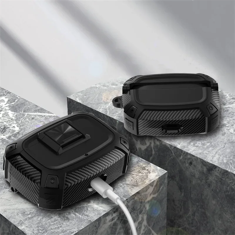 Carbon Fiber Shockproof Case with Safety Lock Cover