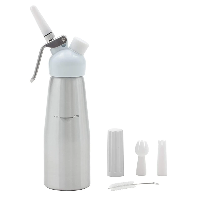 

Профессиональный дозатор для взбитых сливок 500 мл с 3 пластиковыми насадками и 1 щеткой для чистки, аппарат для взбивания крема