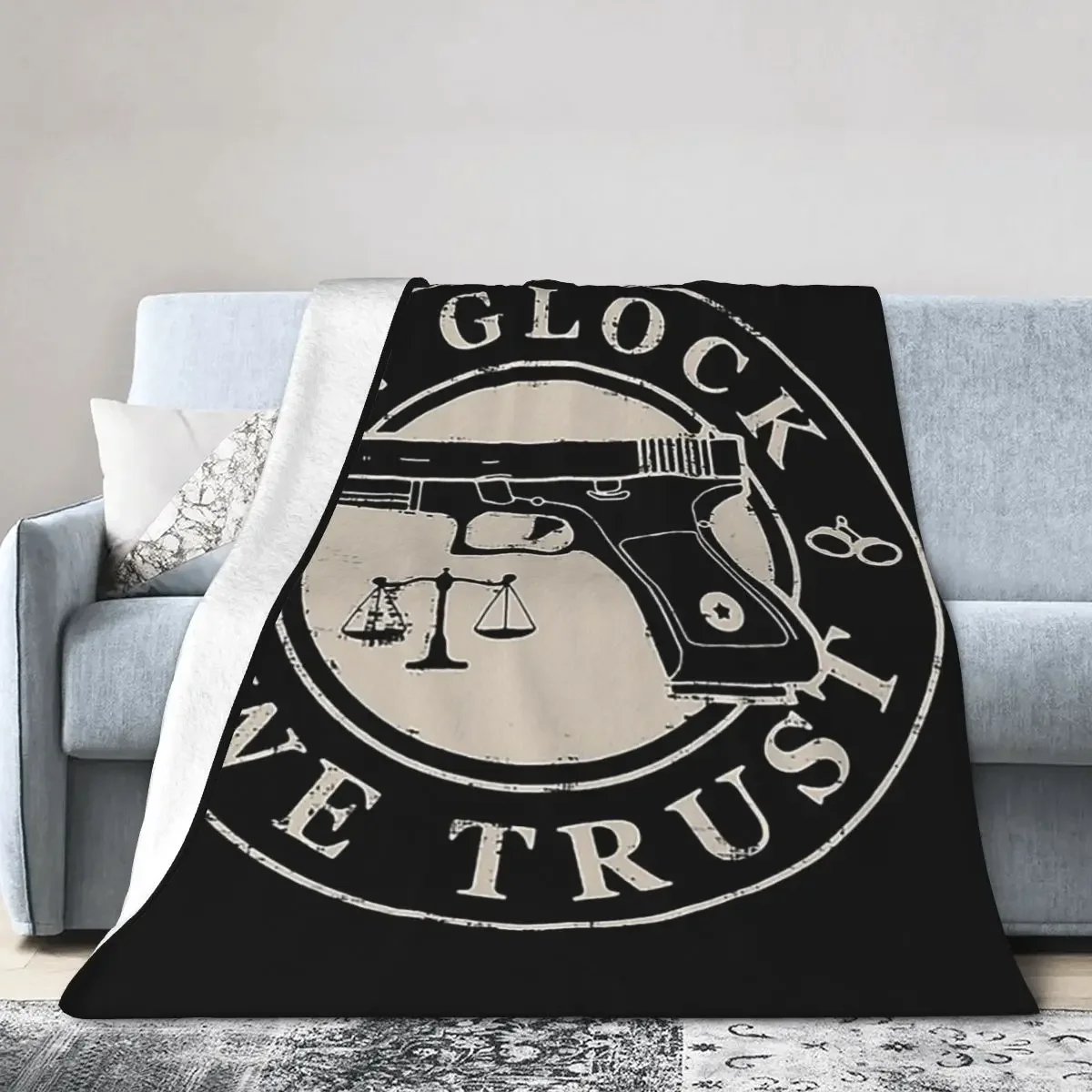 

In Glock We Trust Blanket Soft Warm Flannel Throw Blanket Plush for Bed Living room Picnic Travel Home Couch